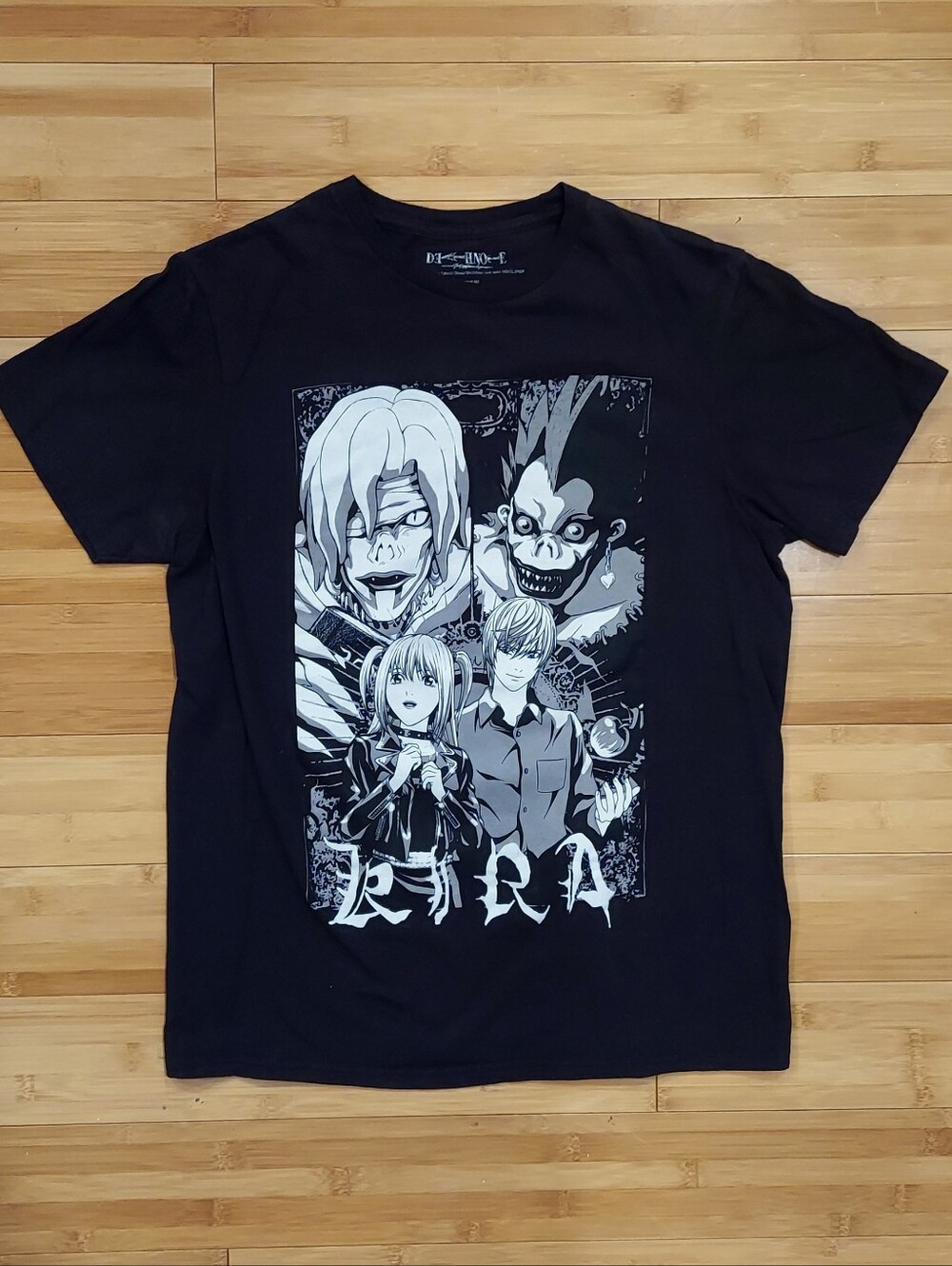 Death Note Anime Short Sleeve Graphic Tee Size Medium Black & White